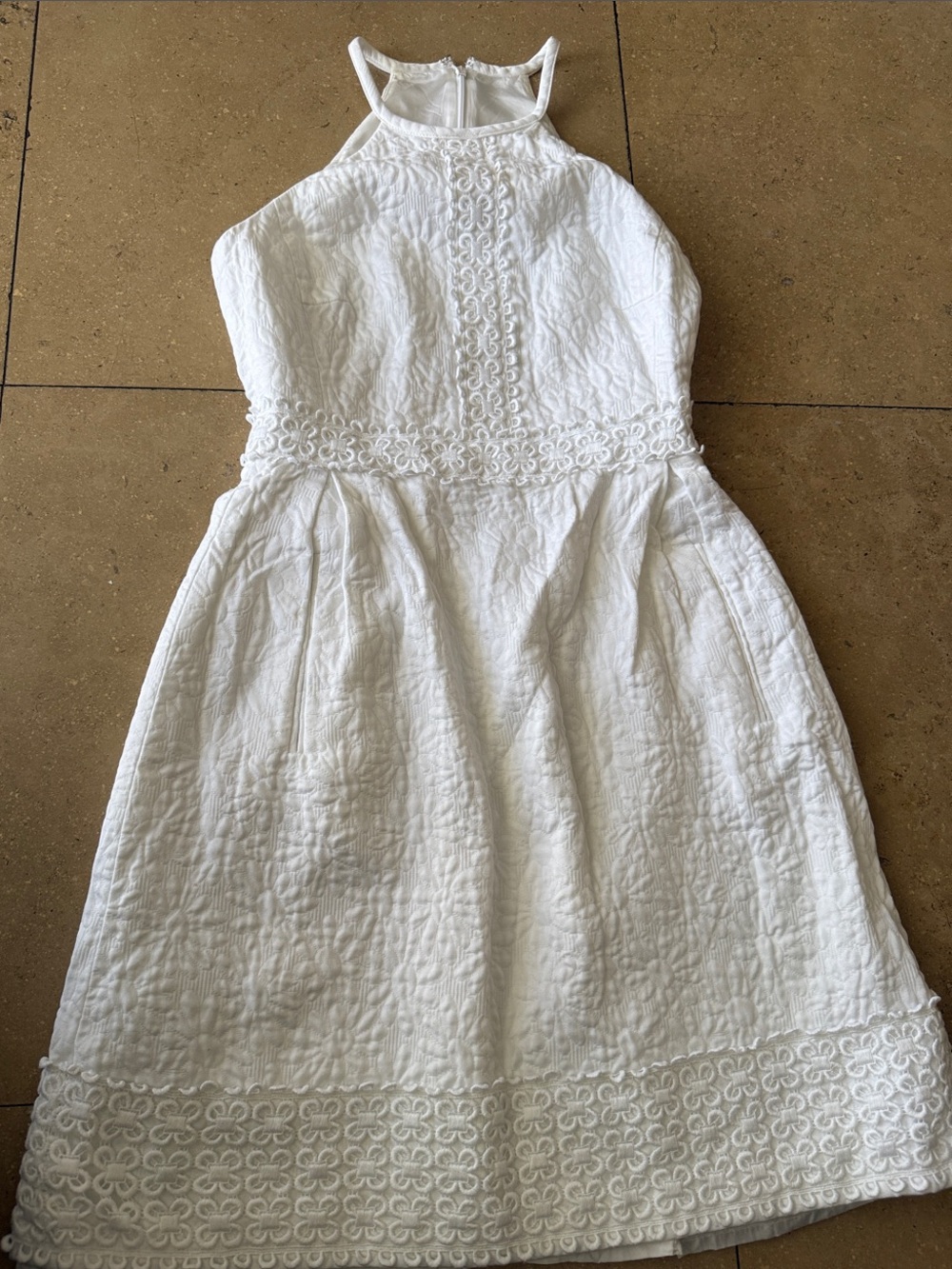 Michael Kors Collection White Lace-Trim Mini Dress
